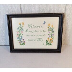 Vtg Cross Stitch Picture To Have A Daughter Framed Euc